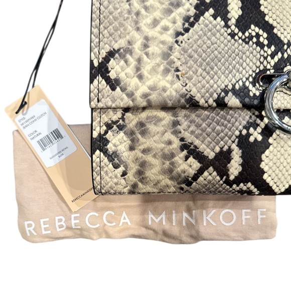 Rebecca Minkoff Jean Chain Link Natural Python Embossed Convertable Clutch NWT - Picture 9 of 13